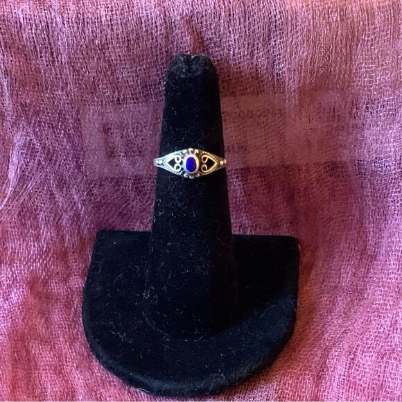Vintage Sterling Silver Lapis Lazuli Ring Size 5 1/2 - Picture 4 of 6